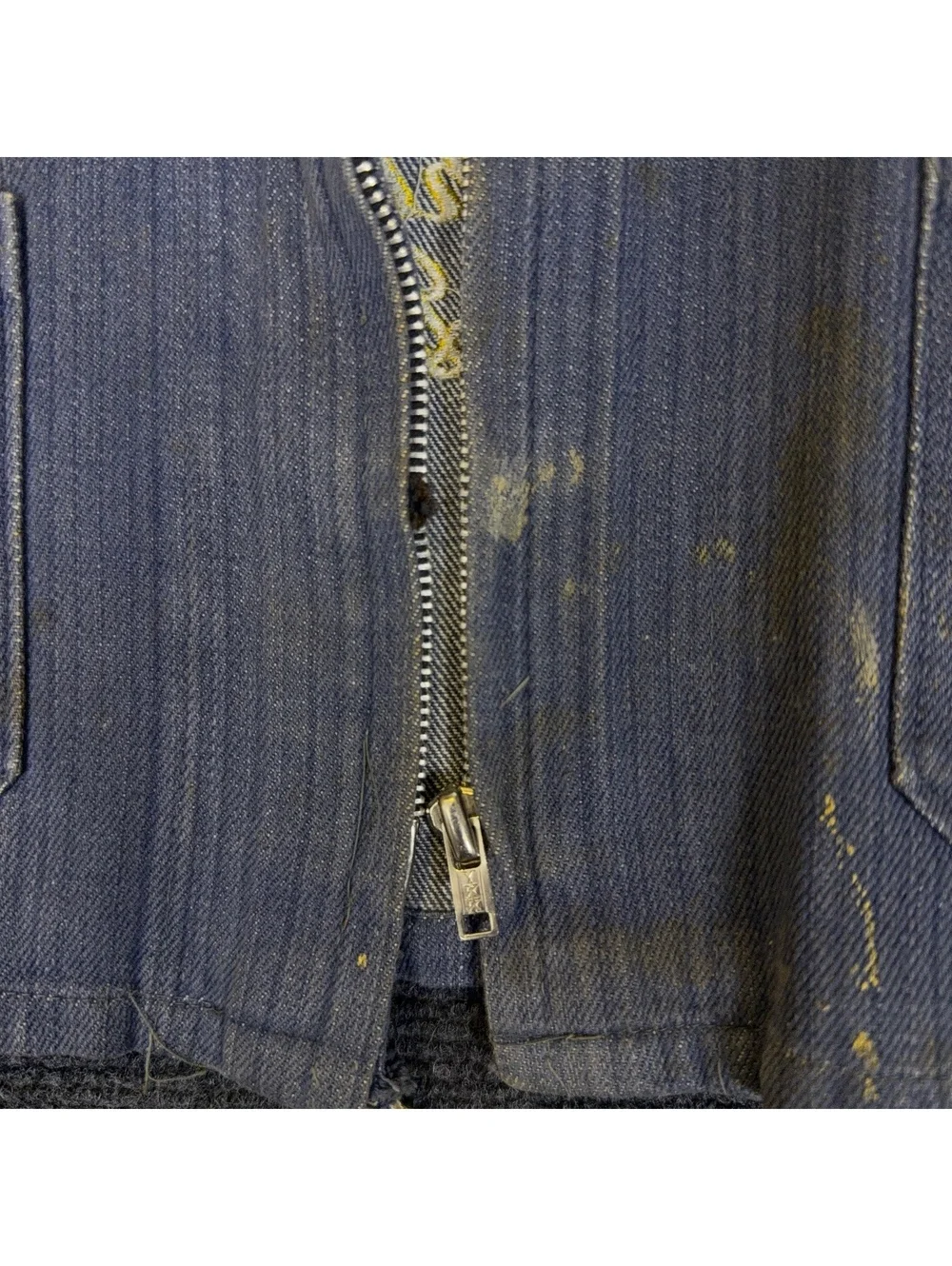 1960s US NAVY Vietnam Road Runner Chain Stitched Denim Jacket Medium